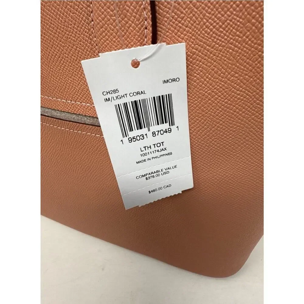 🔥🎁NWT! Coach Gallery Tote Handbag Light/Coral CH285 Msrp:$378.00